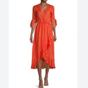 Michael Kors Metallic Crepe Wrap-Effect Dress